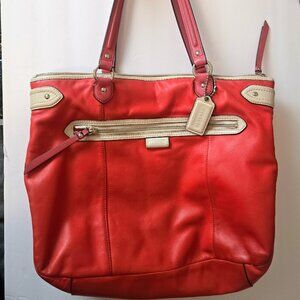 Coach Daisy Spectator Leather‎ Tote F23922 SV/Vermillion